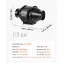 VEVOR Inline Duct Fan, 4 in Quiet Inline Exhaust Fan, 180 CFM Powerful AC-Motor Ventilation Fans for Cooling Booster, High Air Flow, Vent Blower Fans for Indoor Grow Tents Basement Hydroponics