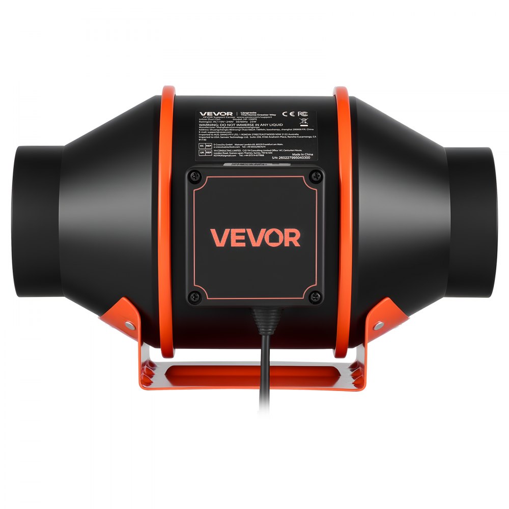 VEVOR Inline Duct Fan, 349m³/h 101.6mm EC Motor Exhaust Ventilation Fan with 10-Speed, PWM Controller, App Control, Temperature Humidity Sensor, Cooling for Grow Tent, Indoor Gardening, Hydroponics
