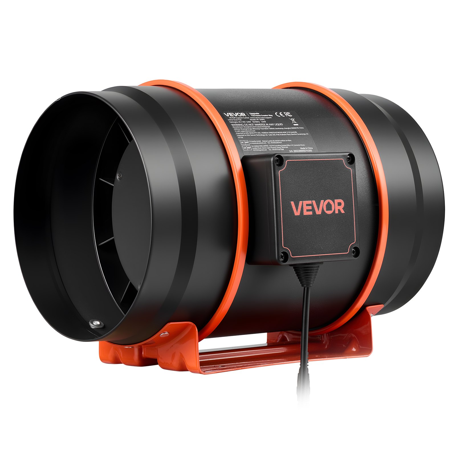 VEVOR Inline Duct Fan, 1372m³/h 203mm EC Motor Exhaust Ventilation Fan with 10-Speed, PWM Controller, App Control, Temperature Humidity Sensor, Cooling for Grow Tent, Indoor Gardening, Hydroponics