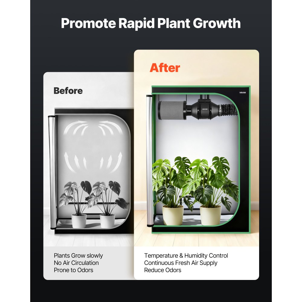 VEVOR 4" Air Filtration Kit, 180 CFM  Inline Duct Fan with Speed Controller, Carbon Filter & Ducting Ventilation System for Heating Cooling Booster, Grow Tents, Hydroponics