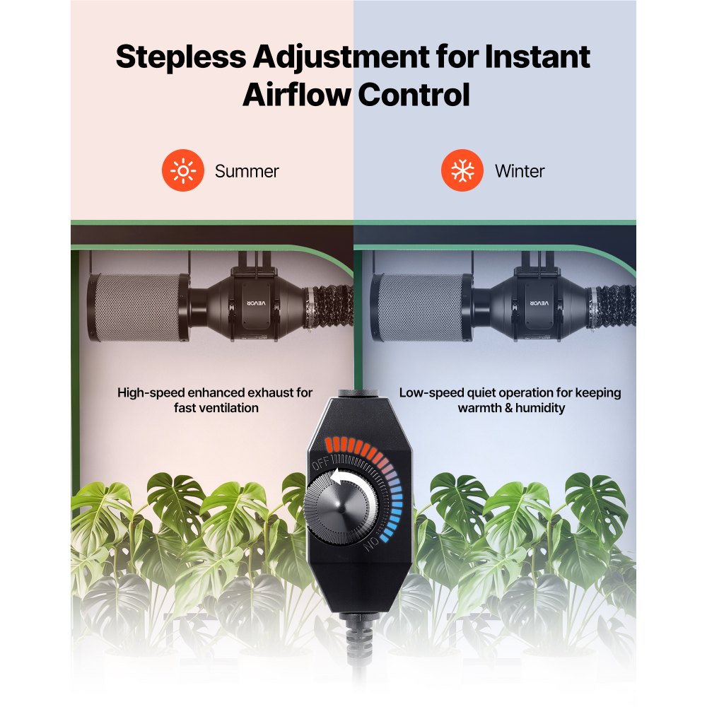 VEVOR 4" Air Filtration Kit, 180 CFM  Inline Duct Fan with Speed Controller, Carbon Filter & Ducting Ventilation System for Heating Cooling Booster, Grow Tents, Hydroponics