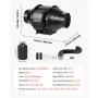 VEVOR 4" Air Filtration Kit, 180 CFM  Inline Duct Fan with Speed Controller, Carbon Filter & Ducting Ventilation System for Heating Cooling Booster, Grow Tents, Hydroponics