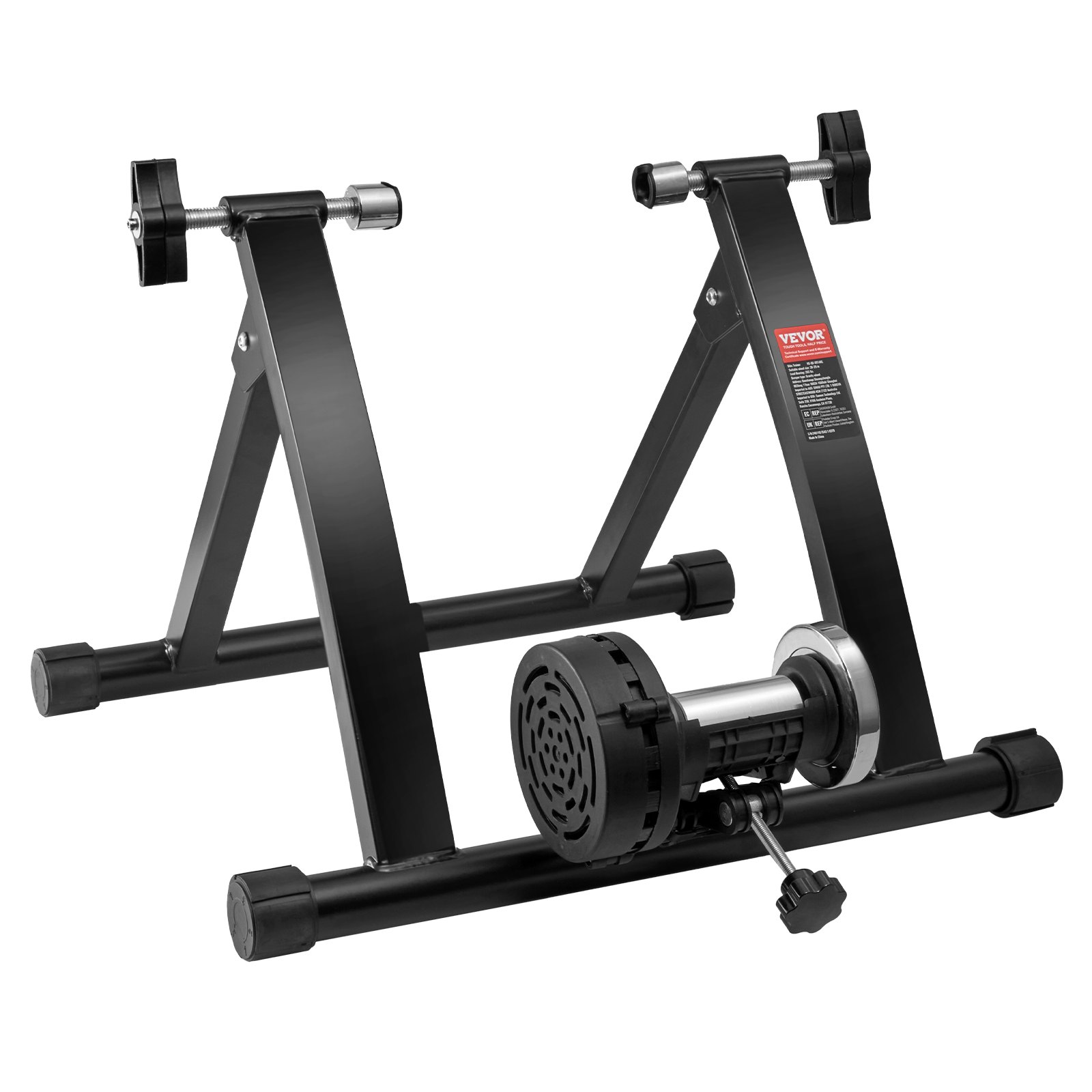 VEVOR Bike Trainer Stand, Magnetic Stationary Bike Stand for 26"-29" Wheels, Noise Reduction Flywheel Motor, Protable Cycling for Indoor Riding Exercise, with Quick-Release Lever & Front Wheel Riser