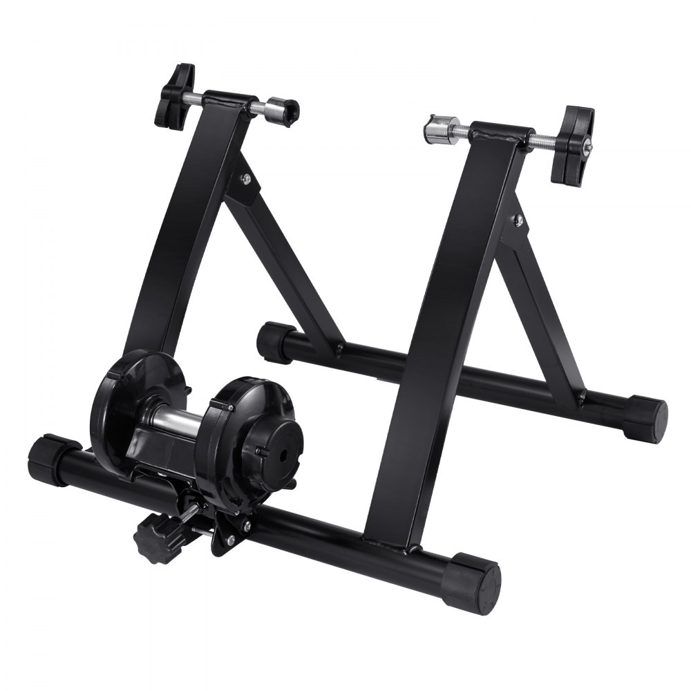 VEVOR Bike Trainer Stand, Magnetic Stationary Bike Stand for 26"-29" Wheels, Low Noise Motor, Protable Folding Bicycle Trainer for Indoor Riding Exercise, with Quick-Release Lever & Front Wheel Riser