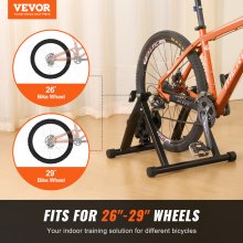 VEVOR cykeltrænerstativ, magnetisk stationær cykelstativ til 26"-29" hjul, støjsvag motor, beskyttende sammenklappelig cykeltræner til indendørs ridetræning, med hurtigudløserhåndtag og forhjulsforhøjer