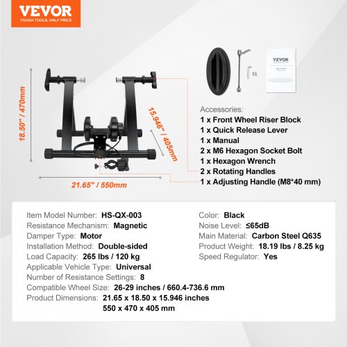 VEVOR VEVOR Soporte para entrenador de bicicleta 8 niveles de