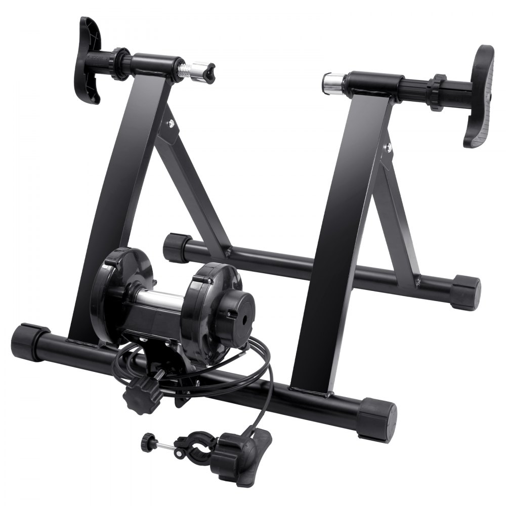 VEVOR Bike Trainer Stand, Magnetic Stationary Bike Stand for 26"-29" Wheels, 8 Resistance Settings, Low Noise Motor, Protable for Indoor Riding Exercise, with Quick-Release Lever & Front Wheel Riser