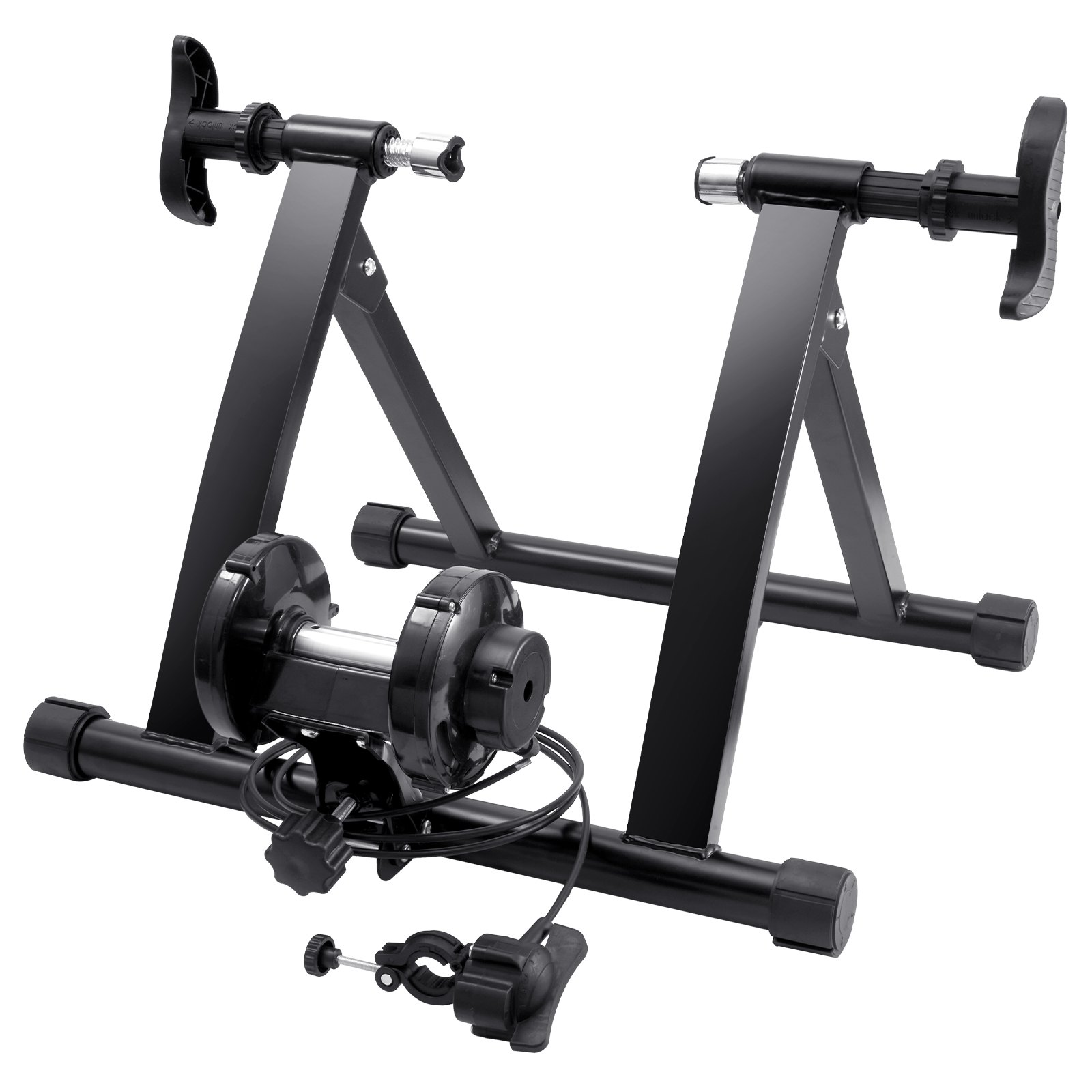 VEVOR Bike Trainer Stand, Magnetic Stationary Bike Stand for 26"-29" Wheels, 8 Resistance Settings, Low Noise Motor, Protable for Indoor Riding Exercise, with Quick-Release Lever & Front Wheel Riser