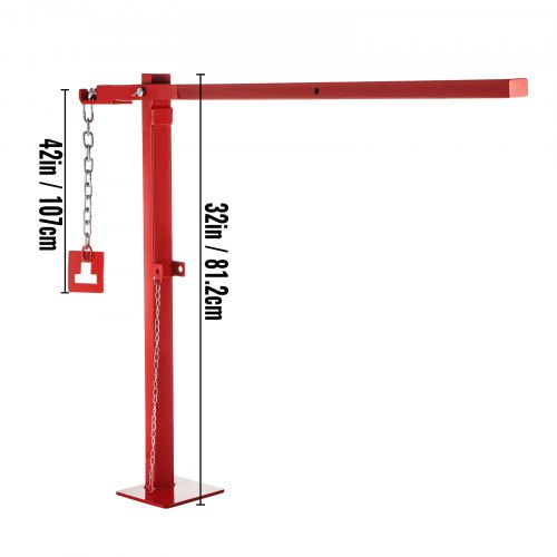 VEVOR T Post Remover Puller, 15 3/4" Long Chain T Post Puller, 32" Standing Frame Fence Post Puller Set with Lifting Chain Puller, T Stake Puller for Round Fence Posts, Metal, Sign Posts & Tree Stump