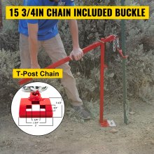 VEVOR T Post Remover Puller 15 3/4" Long Chain T Post Puller 32" Standing Frame Fence Post Puller Set with Lifting Chain Puller T Stake Puller for Round Fence Posts, Metal, Sign Posts & Tree Stump