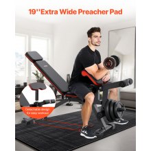 VEVOR Weight Bench Sit up Bench Home Gym Strength Training Workout Adjustable