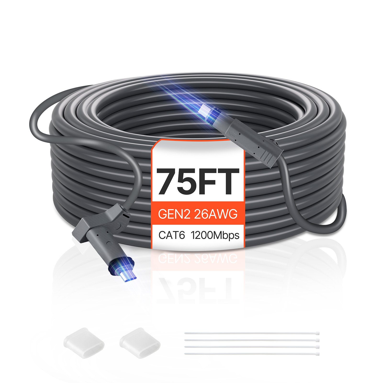 VEVOR Starlink Gen 2 Cable 75 FT / 22.86 m Extension Cable Standard Generation 2 1200 Mps 26 AWG / 0.15 mm²