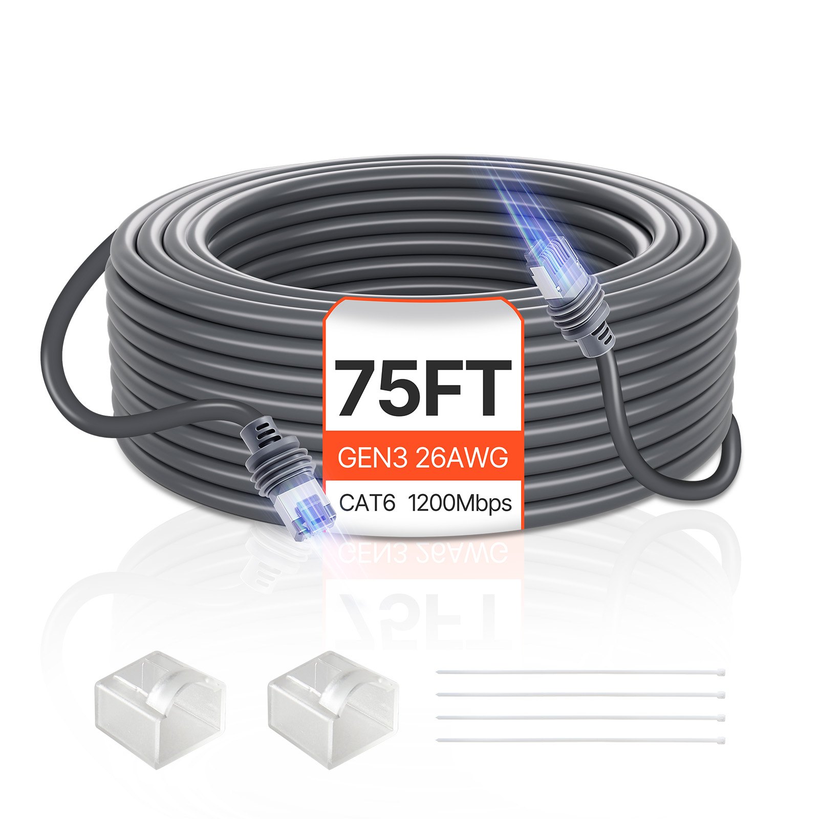 VEVOR Starlink Gen 3 Cable 75 FT / 22.86 m Extension Cable Standard Generation 3 1200 Mps 26 AWG / 0.15 mm²