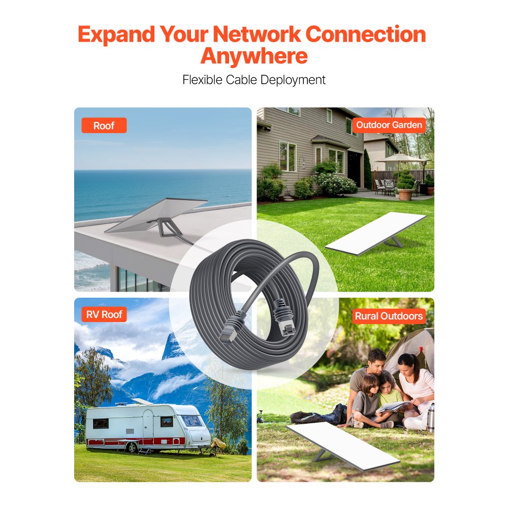VEVOR Starlink Gen 3 Cable 100 FT / 30.48 m Extension Cable Standard Generation 3 1200 Mps 26 AWG / 0.15 mm²