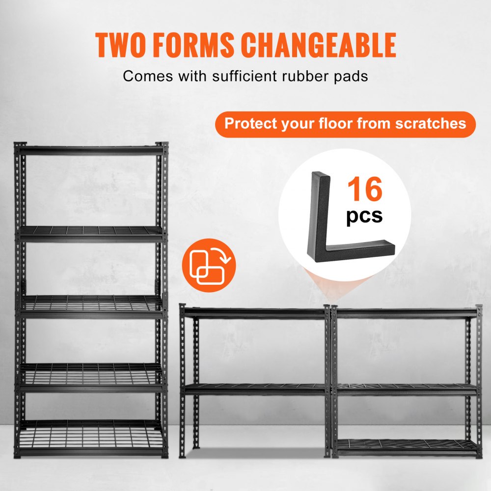 VEVOR Storage Shelving Unit, 5-Tier Adjustable, 907 kg Capacity, Heavy Duty Garage Shelves Metal Organizer Wire Rack, Black, 90 x 40 x 182.9 cm for Kitchen Pantry Basement Bathroom Laundry Closet