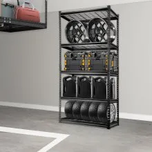 VEVOR Storage Shelving Unit, 5-Tier Adjustable, 2000 lbs Capacity, Heavy Duty Garage Shelves Metal Organizer Wire Rack, Black, 36" L x 16" W x 72" H for Kitchen Pantry Basement Bathroom Laundry Closet