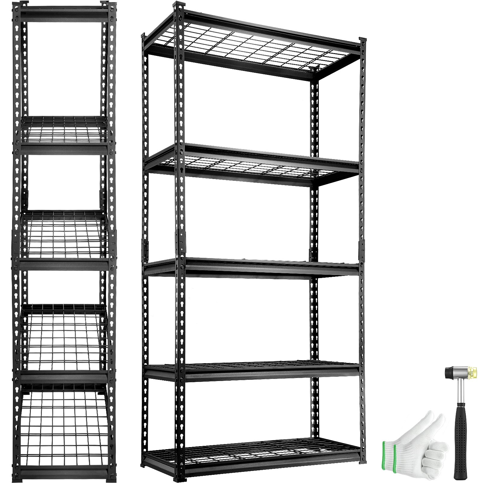 VEVOR Storage Shelving Unit, 5-Tier Adjustable, 907 kg Capacity, Heavy Duty Garage Shelves Metal Organizer Wire Rack, Black, 90 x 40 x 182.9 cm for Kitchen Pantry Basement Bathroom Laundry Closet