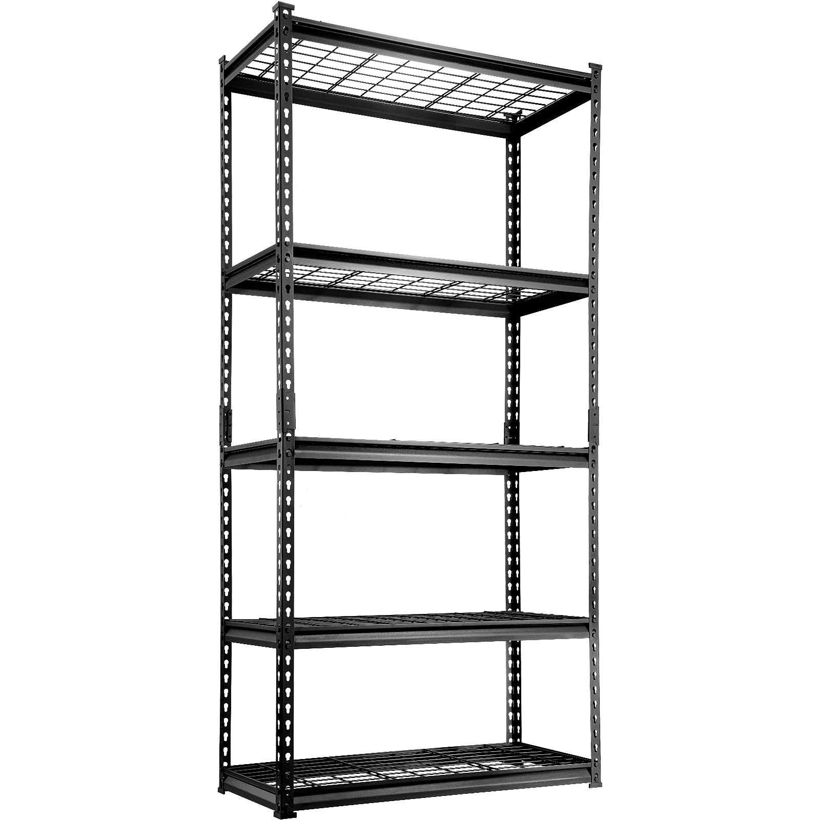 VEVOR Storage Shelving Unit, 5-Tier Adjustable, 907 kg Capacity, Heavy Duty Garage Shelves Metal Organizer Wire Rack, Black, 90 x 40 x 182.9 cm for Kitchen Pantry Basement Bathroom Laundry Closet