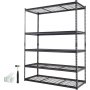 VEVOR Förvaringshylla, 5 våningar justerbar, 900 kg kapacitet, kraftiga garagehyllor i metall, trådställ, svart, 152 cm L x 61 cm B x 213 cm H för kök, skafferi, källare, badrum, tvättstuga