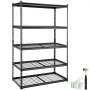 VEVOR Storage Shelving Unit, 5-Tier Adjustable, 2000 lbs Capacity, Heavy Duty Garage Shelves Metal Organizer Wire Rack, Black, 48" L x 24" W x 72" H for Kitchen Pantry Basement Bathroom Laundry Closet