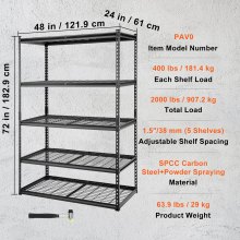 VEVOR Storage Shelving Unit Garage Storage Rack 5-Tier Adjustable 907.2 kg Load