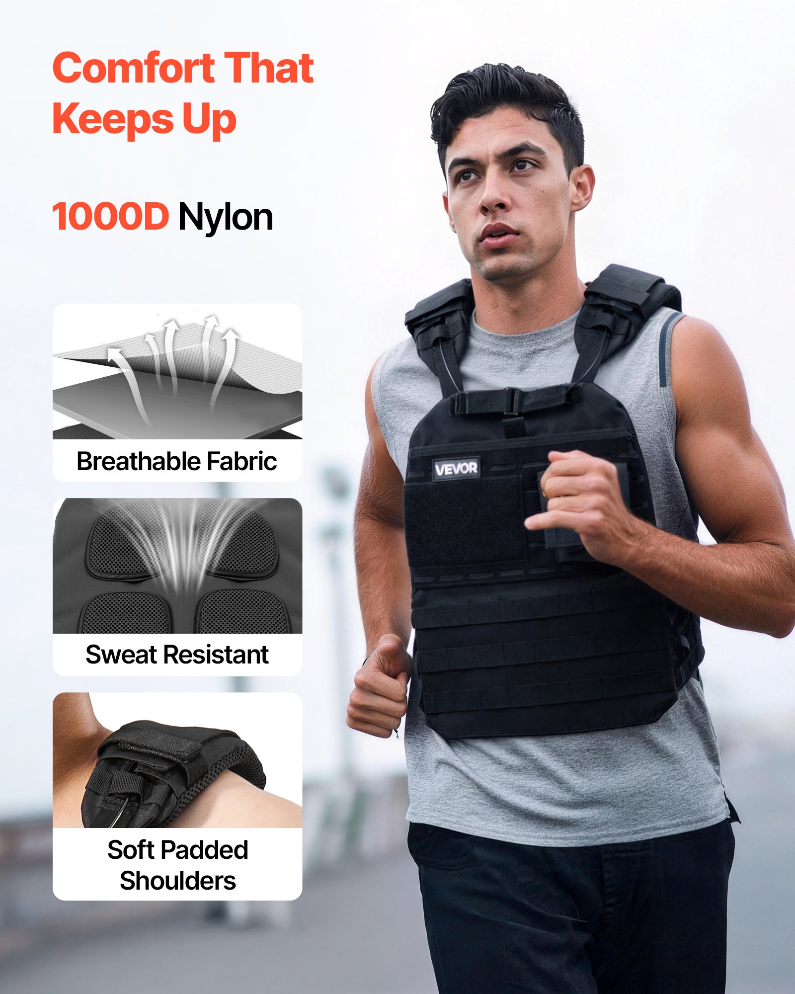 VEVOR Weighted Vest, Body Weight Vest with Shoulder Pad, and Reflective Stripe, Exercise Set for Men Women, Workout Equipment for  Strength Training, Running, Jogging, Fitness, Muscle Building