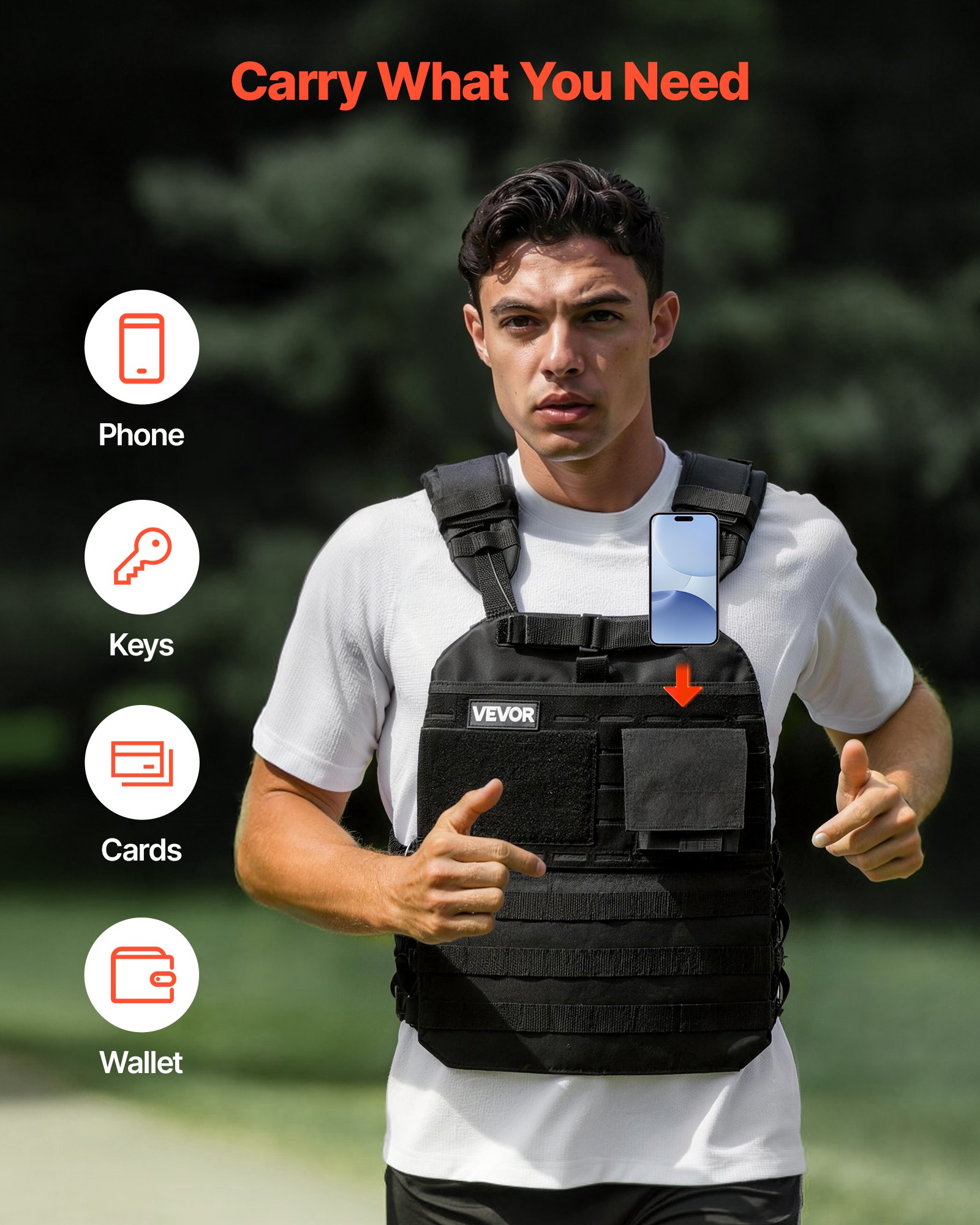 VEVOR Weighted Vest, Body Weight Vest with Shoulder Pad, and Reflective Stripe, Exercise Set for Men Women, Workout Equipment for  Strength Training, Running, Jogging, Fitness, Muscle Building