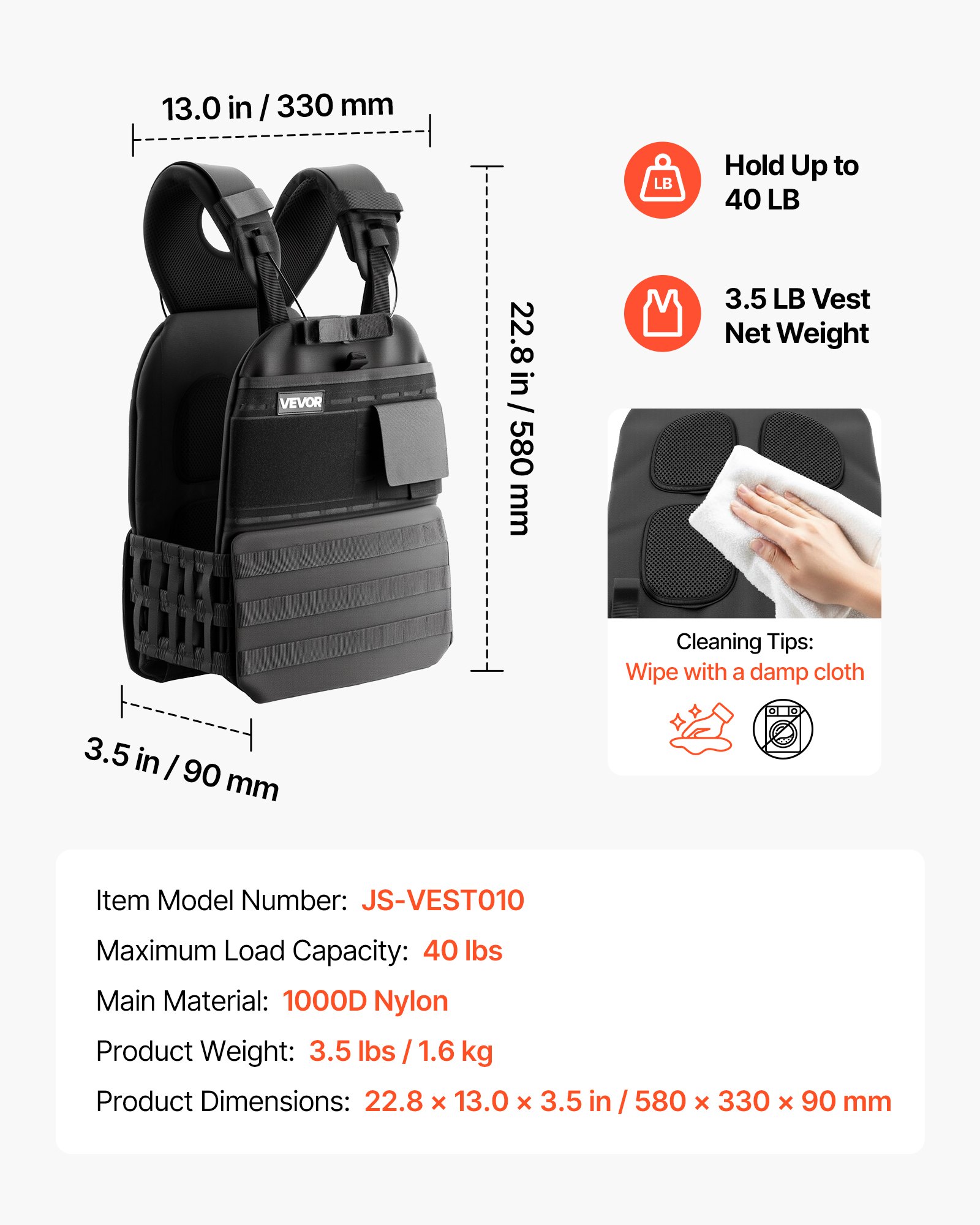 VEVOR Weighted Vest, Body Weight Vest with Shoulder Pad, and Reflective Stripe, Exercise Set for Men Women, Workout Equipment for  Strength Training, Running, Jogging, Fitness, Muscle Building