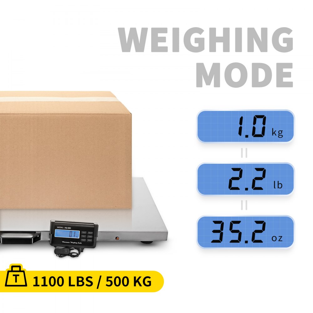 VEVOR 1100Lbs x 0.2Lbs Digital Livestock Scale Large Pet Vet Scale  Stainless Steel Platform Electronic Postal Shipping Scale Heavy Duty Large  Dog Hog