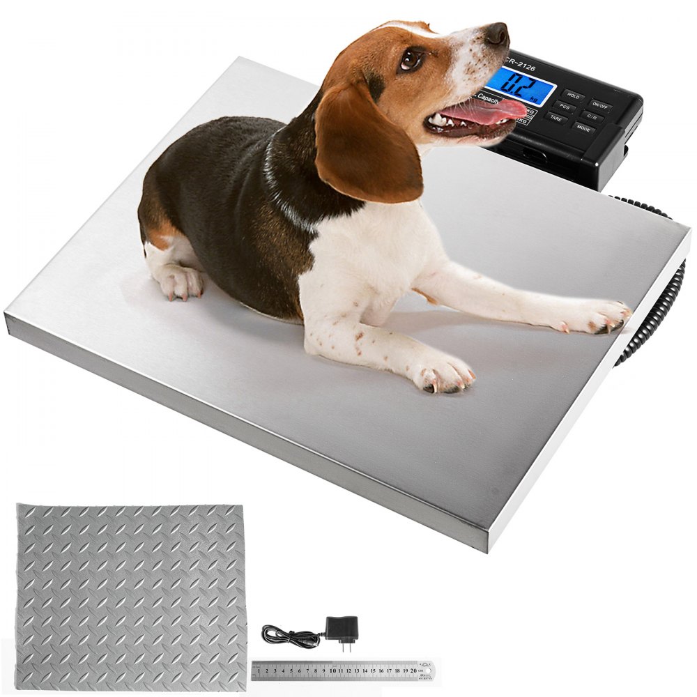 VEVOR Digital Livestock Scale 400Lbs x 0.2Lbs Pet Vet Scale Stainless Steel  Large Platform Postal Shipping Scale Industrial Floor Scale dog Scale for  Busniess Office Home Warehouse Package Lugggage VEVOR US