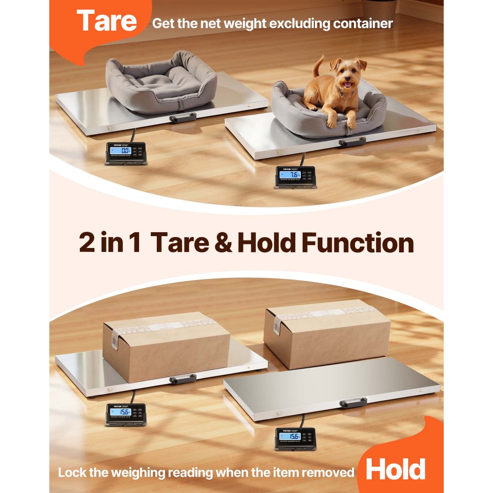 VEVOR Livestock Scale 700LBS, Dog Scales Large Platform 40.6x20.9Inch Stainless Steel Vet Scale Industrial Floor Scale Large Animal Scale  Pig Scale Goat Weight Scale Pet Digital Scale