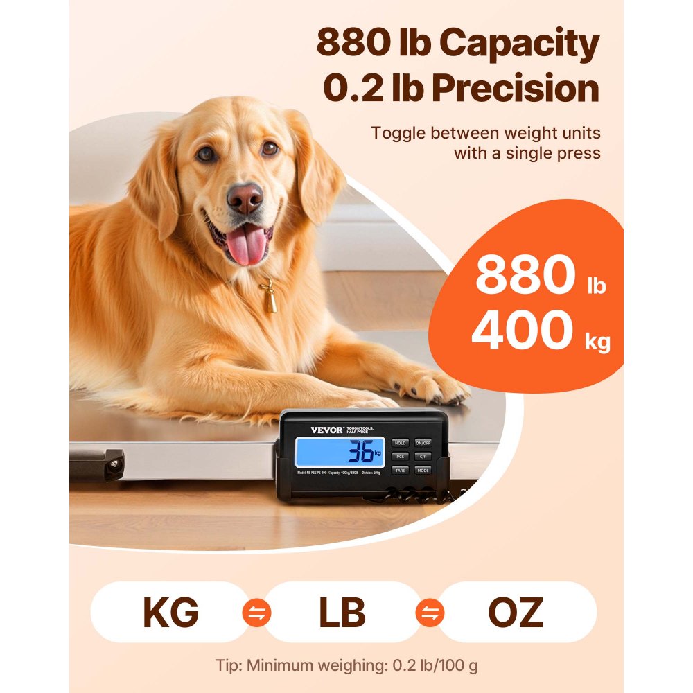 VEVOR Livestock Scale 700LBS, Dog Scales Large Platform 40.6x20.9Inch Stainless Steel Vet Scale Industrial Floor Scale Large Animal Scale  Pig Scale Goat Weight Scale Pet Digital Scale