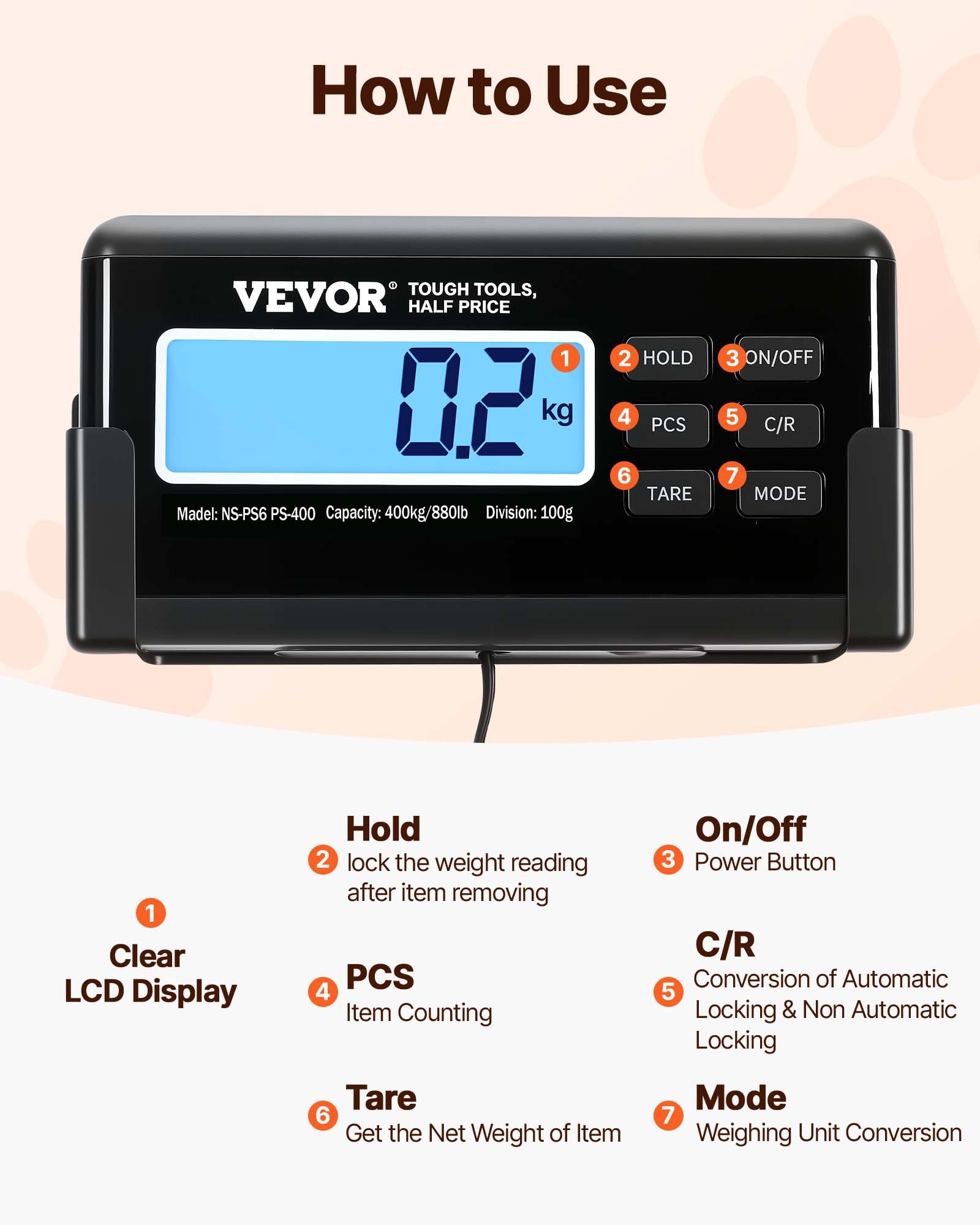 VEVOR Livestock Scale 700LBS, Dog Scales Large Platform 40.6x20.9Inch Stainless Steel Vet Scale Industrial Floor Scale Large Animal Scale  Pig Scale Goat Weight Scale Pet Digital Scale