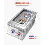 VEVOR Double Grilling Side Burners for Outdoor 2x17,000BTU Propane & Natural Gas
