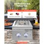 VEVOR Double Grilling Side Burners for Outdoor 2x17,000BTU Propane & Natural Gas