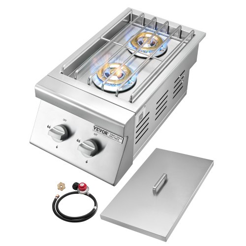 VEVOR Double Grilling Side Burners for Outdoor 2x15,000BTU Propane & Natural Gas
