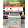VEVOR Double Grilling Side Burners for Outdoor 2x15,000BTU Propane & Natural Gas