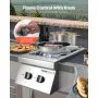 VEVOR Double Grilling Side Burners, 2 x 15,000BTU Liquid Propane Side Burner for Outdoor Kitchen, Convertible to Natural Gas, 304 Stainless Steel Built-in Double Grill Burners for BBQ Grill Island