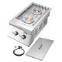 VEVOR Double Grilling Side Burners for Outdoor 2x15,000BTU Propane & Natural Gas