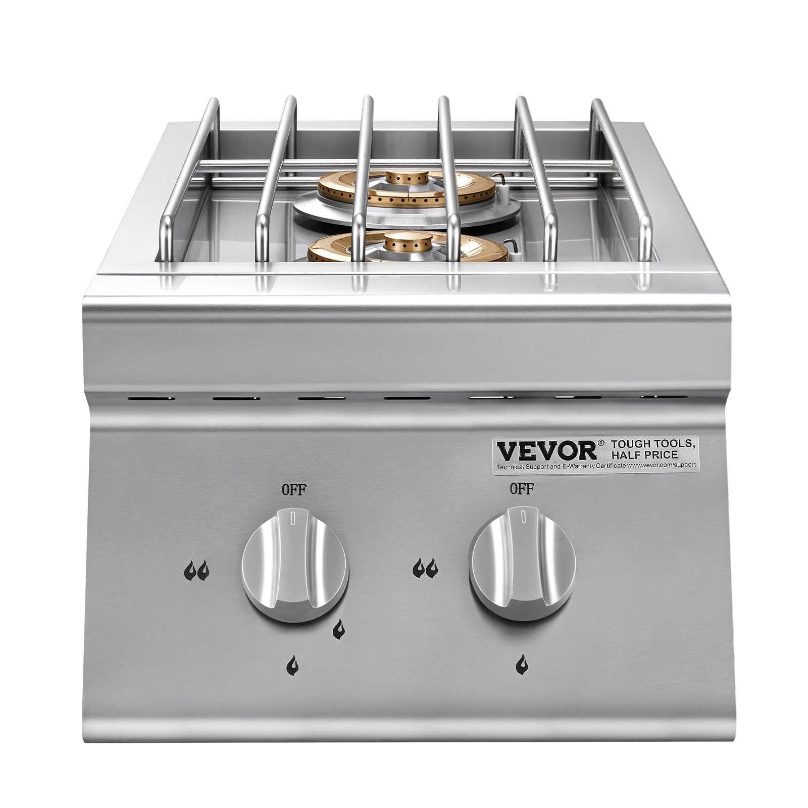 VEVOR Double Grilling Side Burners, 2 x 15,000BTU Liquid Propane Side Burner for Outdoor Kitchen, Convertible to Natural Gas, 304 Stainless Steel Built-in Double Grill Burners for BBQ Grill Island