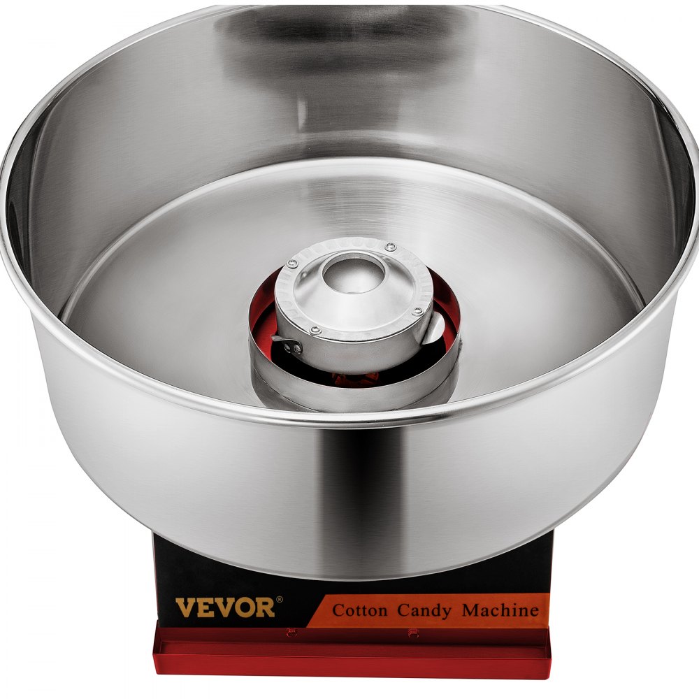 VEVOR Electric Cotton Candy Machine, 19.7-inch Cotton Candy Maker, 1050W Candy Floss Maker, Red Commercial Cotton Candy Machine with Stainless Steel Bowl and Sugar Scoop, Perfect for Family Party