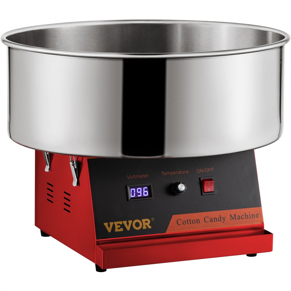 VEVOR Electric Cotton Candy Machine, 19.7-inch Cotton Candy Maker, 1050W Candy Floss Maker, Red Commercial Cotton Candy Machine with Stainless Steel Bowl and Sugar Scoop, Perfect for Family Party