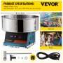 VEVOR Electric Cotton Candy Machine, 19.7-inch Cotton Candy Maker, 1050W Candy Floss Maker, Blue Commercial Cotton Candy Machine with Stainless Steel Bowl and Sugar Scoop, Perfect for Family Party