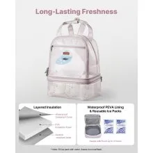 VEVOR Breast Pump Backpack, Breast Feeding Bag with Ice Pack, Fits for S1/S2, Pumping Accessories & Breastmilk Storage, Portable Pump Carrying Case for Work, Travel and Family Use, Light Pink