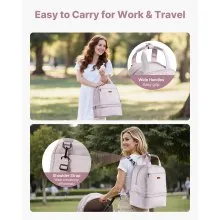 VEVOR Breast Pump Backpack, Breast Feeding Bag with Ice Pack, Fits for S1/S2, Pumping Accessories & Breastmilk Storage, Portable Pump Carrying Case for Work, Travel and Family Use, Light Pink