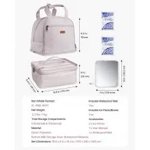 VEVOR Breast Pump Backpack, Breast Feeding Bag with Ice Pack, Fits for S1/S2, Pumping Accessories & Breastmilk Storage, Portable Pump Carrying Case for Work, Travel and Family Use, Light Pink