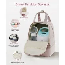 VEVOR Breast Pump Backpack, Breast Feeding Bag with Ice Pack, Fits for S1/S2, Pumping Accessories & Breastmilk Storage, Portable Pump Carrying Case for Work, Travel and Family Use, Light Pink