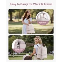 VEVOR Breast Pump Backpack, Breast Feeding Bag with Ice Pack, Fits for S1/S2, Pumping Accessories & Breastmilk Storage, Portable Pump Carrying Case for Work, Travel and Family Use, Light Pink