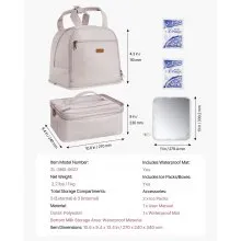 VEVOR Breast Pump Backpack, Breast Feeding Bag with Ice Pack, Fits for S1/S2, Pumping Accessories & Breastmilk Storage, Portable Pump Carrying Case for Work, Travel and Family Use, Light Pink