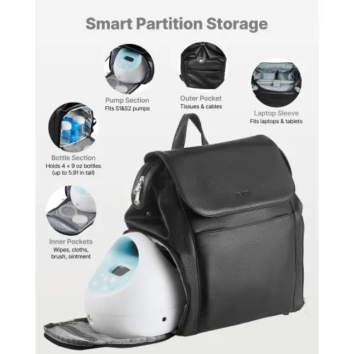 breast pump backpack laptop Sarah Wells Black and White Kelly Bag No more rummaging around for that elusive part or bottle Heading back to work? The
